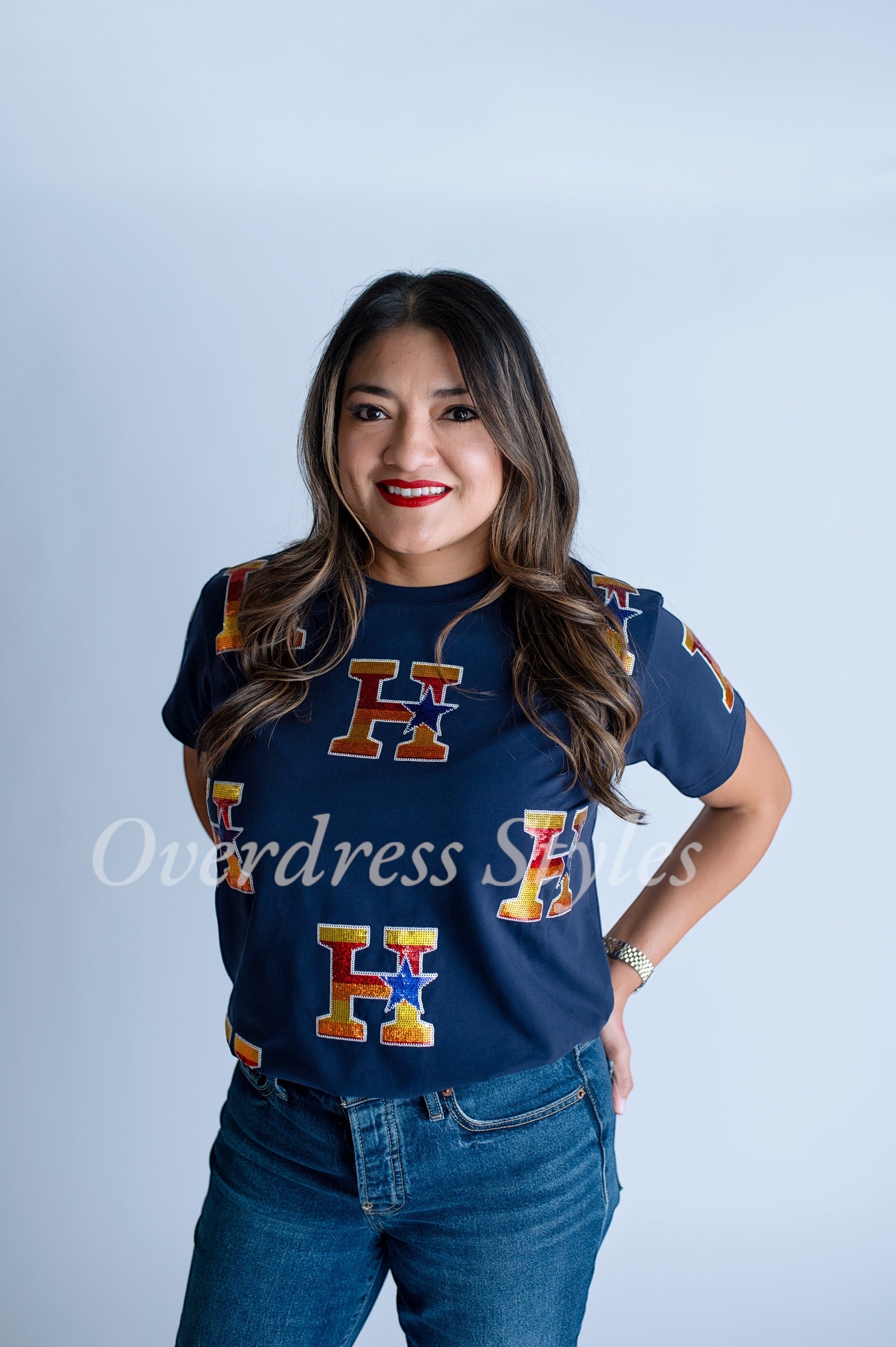 Blue Astros H Retro Top