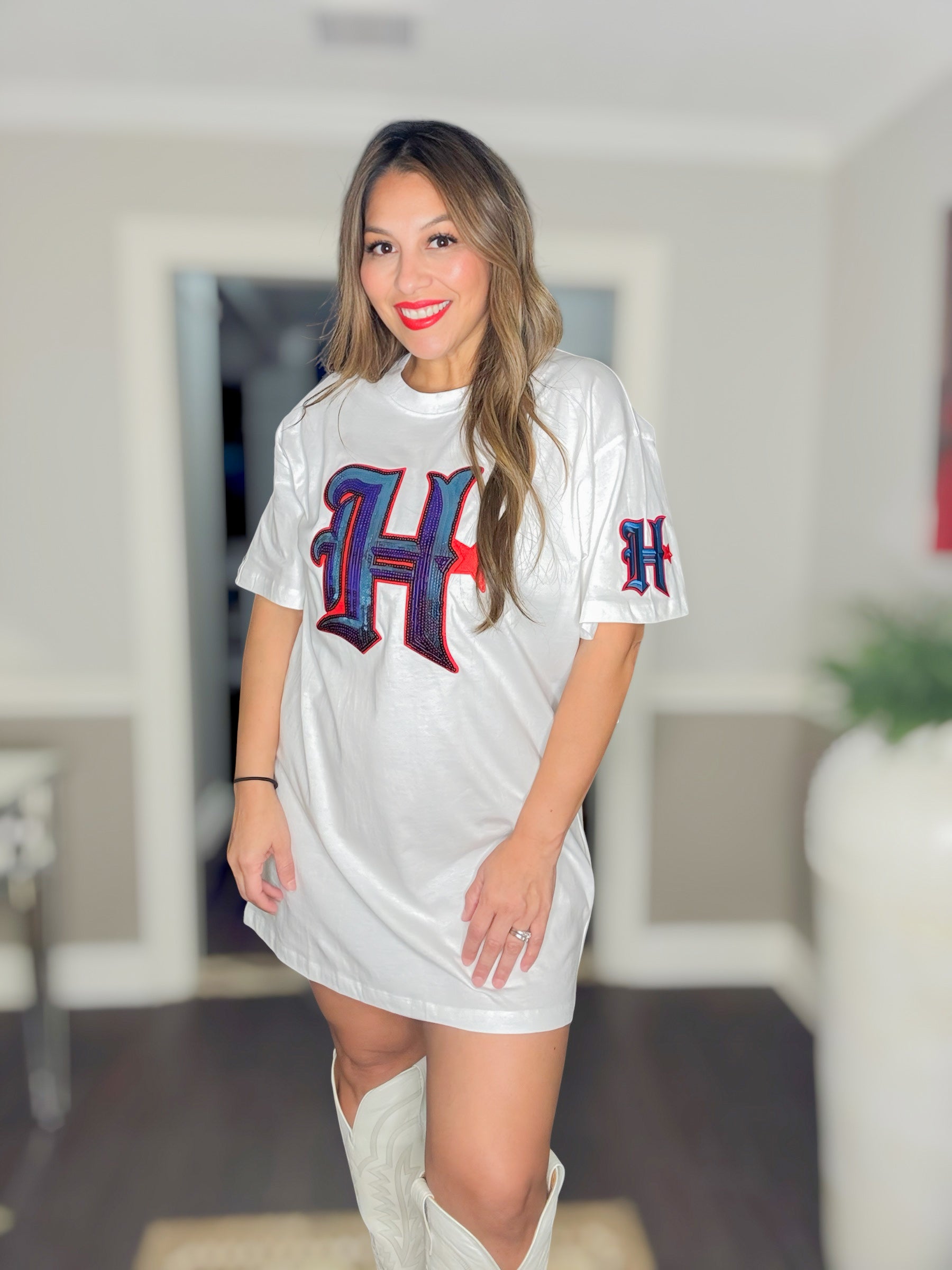 White HTown Tee Dress