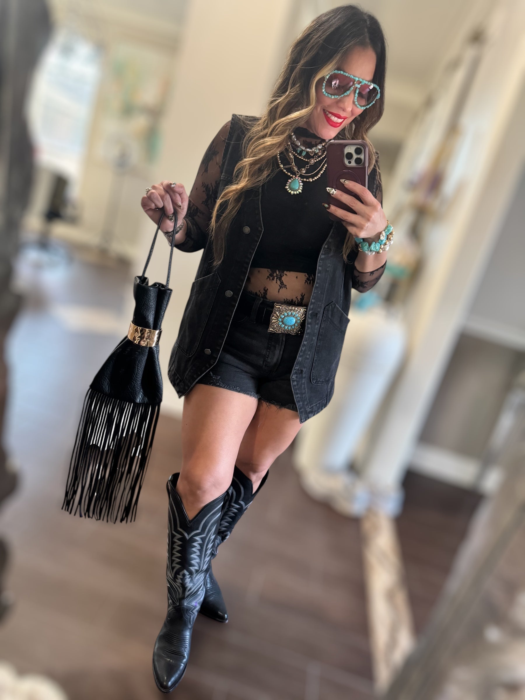 Oversize Black Denim Vest