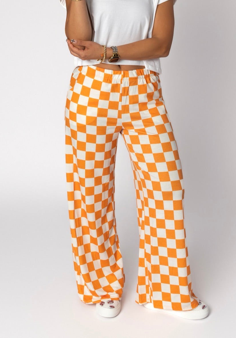 High Waist Checkered Pants