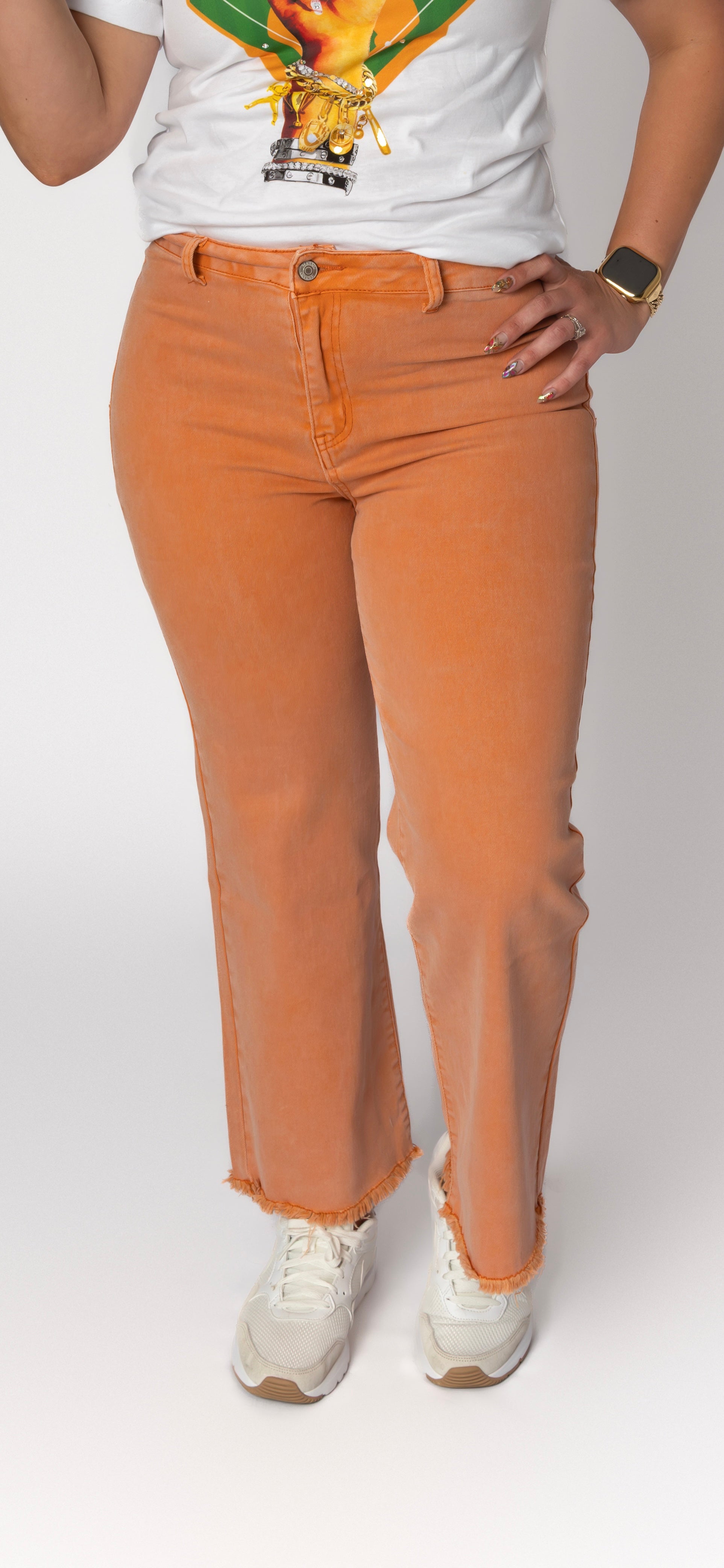 Orange Straight Leg Pants