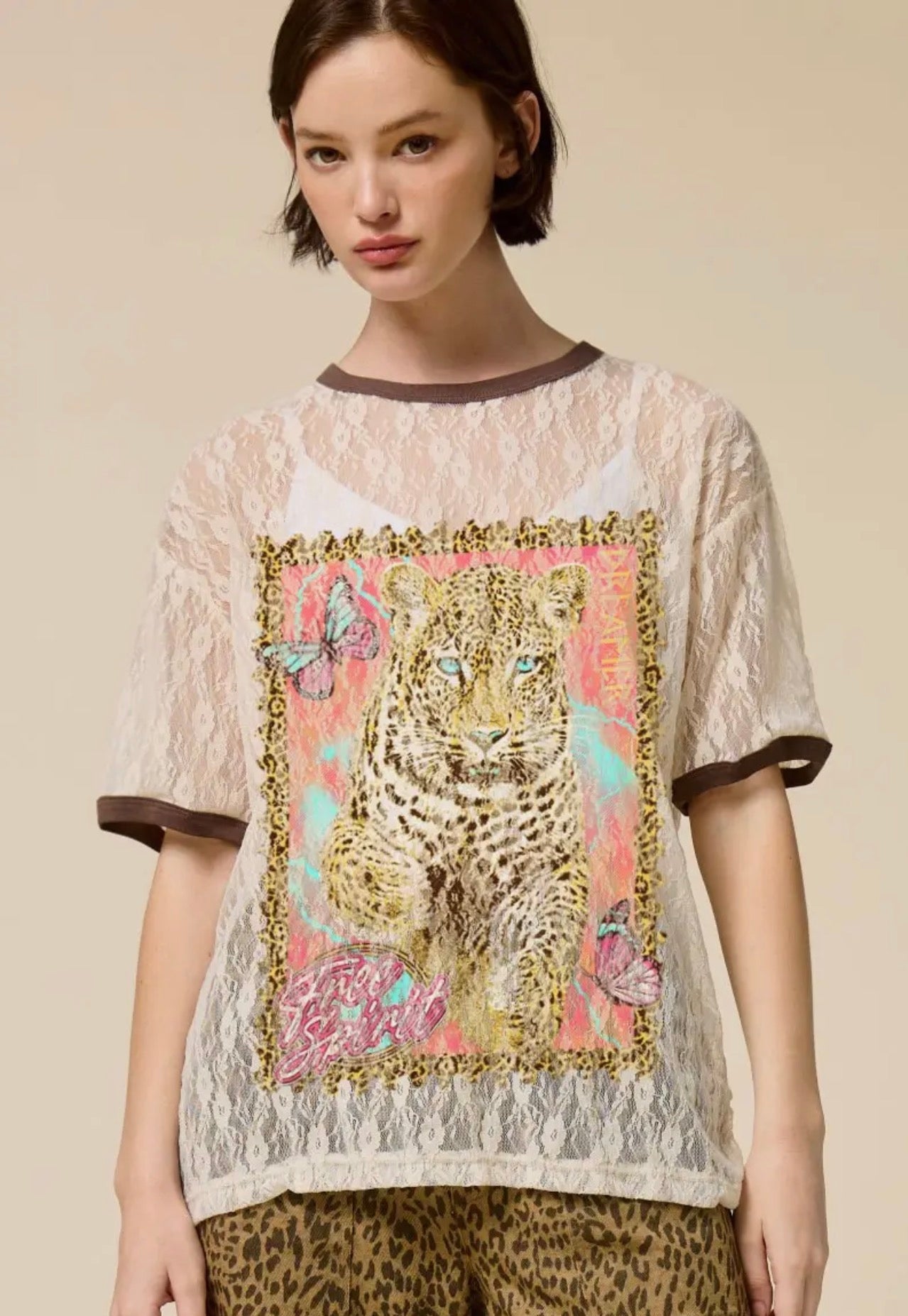 Leopard Lace Top